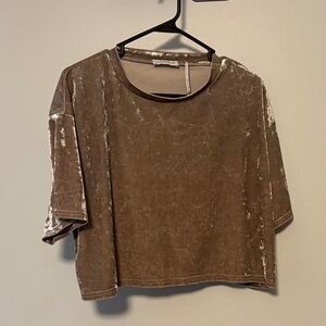 Urban Outfitters Velvet Short Sleeve Tee - Brown
